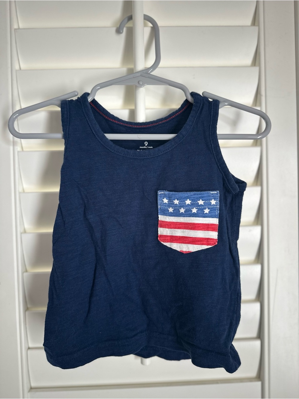 Carter's Navy Boys' Pocket Tank Top with Ted White and Blue Star Stripe Pocket